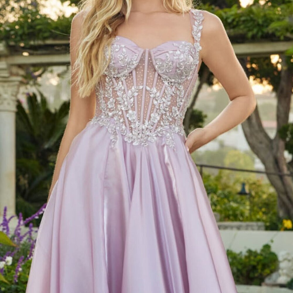 New Rose Off The Shoulder A-Line Long Evening Dress w/ Corset Bodice JT2639G - Picture 4 of 8